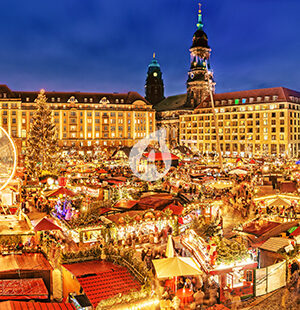 Dresden Christmas market, view from above, Germany