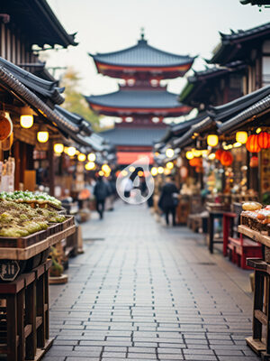 Bustling Shopping District In Kyoto