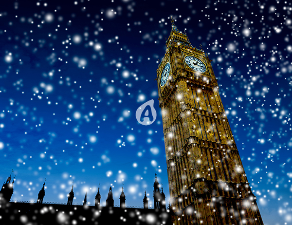London Big Ben in the snow